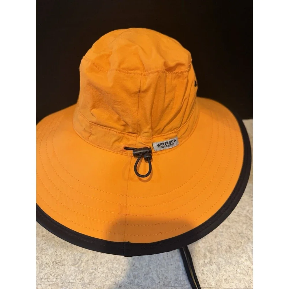 Watership Trading Co Sport Boonie Hat Orange Black Wide Brim Adjustable Cord